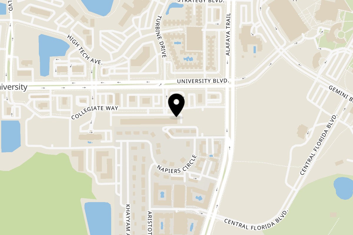 Map showing the location of The Dough Show UCF on 12140 Collegiate Way 175 in Orlando